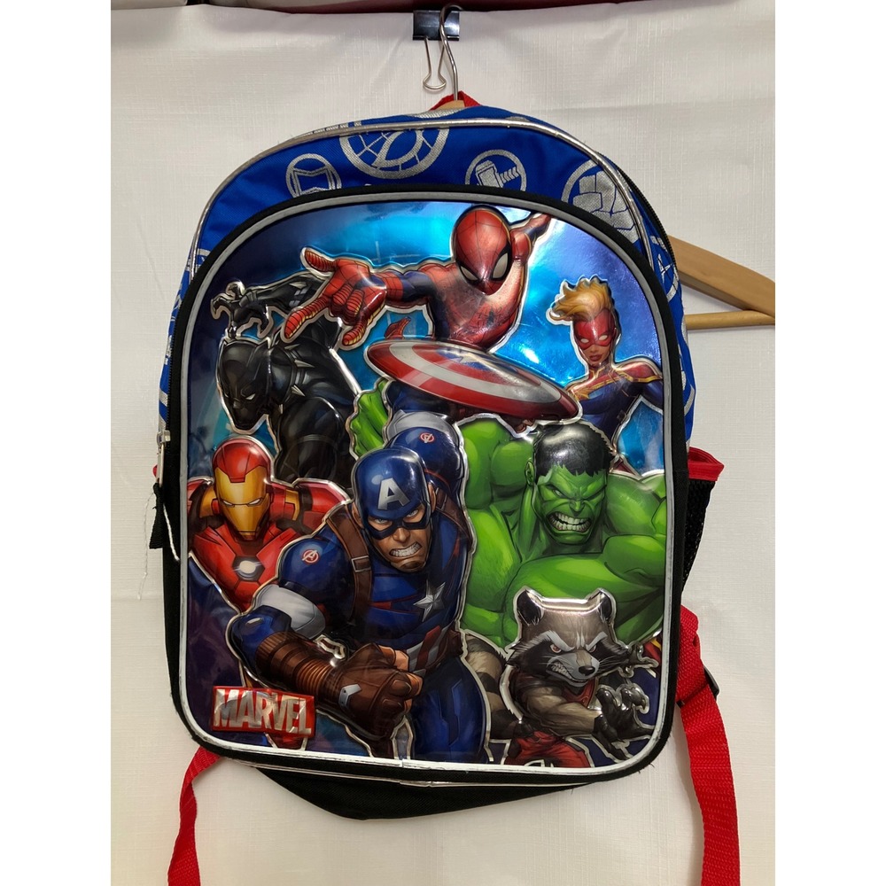 Marvel Avengers Backpack Boys OS Blue Excellent 3D Molded Superheroes School Bag - Picture 2 of 9